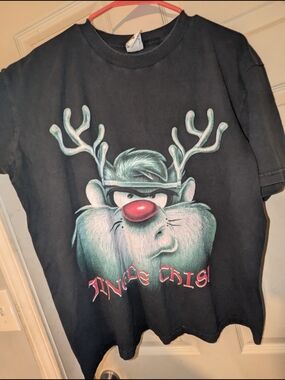 Warner Bros. Looney Tunes Black Tee with Red & Yellow Logo